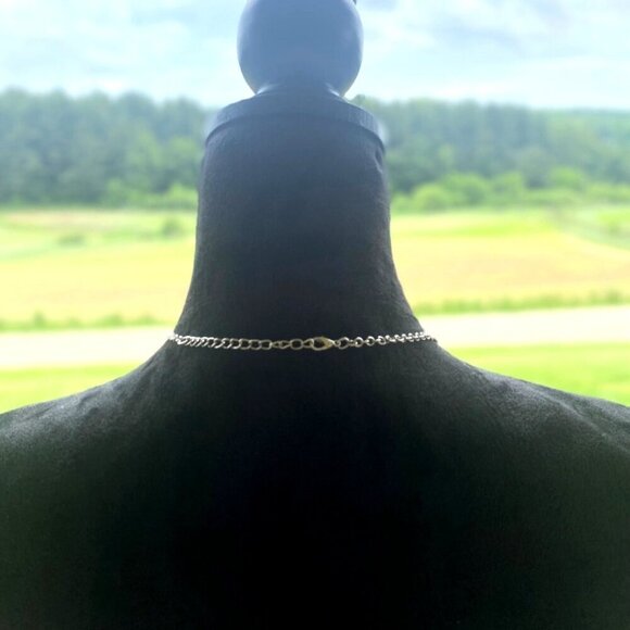 Womens Boho Chic Hammered Polished Silver tone Necklace 19" Layered - Picture 5 of 10